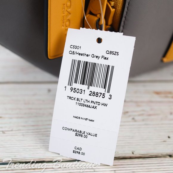 NWT Coach Smooth Leather Track Belt Bag Fanny Pack in Heather Grey Flax - Picture 3 of 10